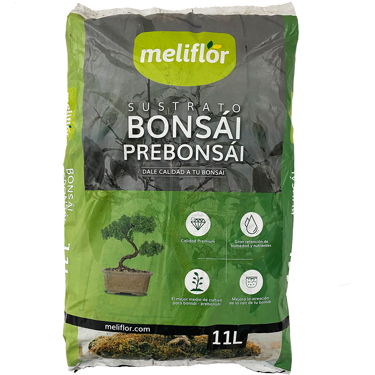 Substrato Meliflor Pre Bonsai 11L Saco de substrato para bonsái meliflor com capacidade 11 litros
