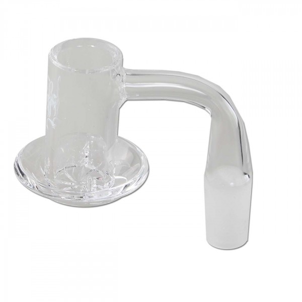 Blender Banger Black Leaf Acessório de vidro transparente para fumar com base larga e formato tubular.