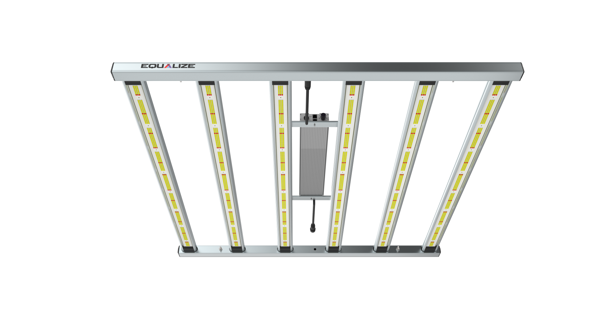LED EQUALIZE LEVEL RW II 740W 3.2 Luminária LED retangular com seis barras e texto EQUALIZE