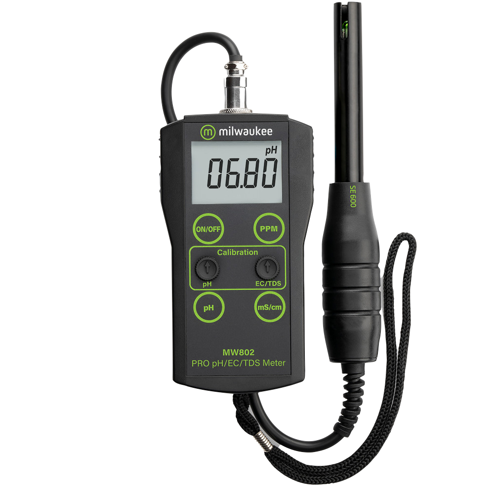 MILWAUKEE PH E EC COMBO MEDIDOR (MW802) PORTATIL Medidor digital Milwaukee MW802 PRO pH/EC/TDS preto com visor e sonda