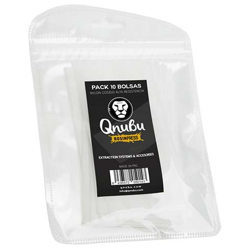 Saco Qnubu Rosin Press 11 × 11 cm (caixa de 10 un.) Pacote de 10 bolsas de nylon transparentes com etiqueta preta e embalagem plástica transparente