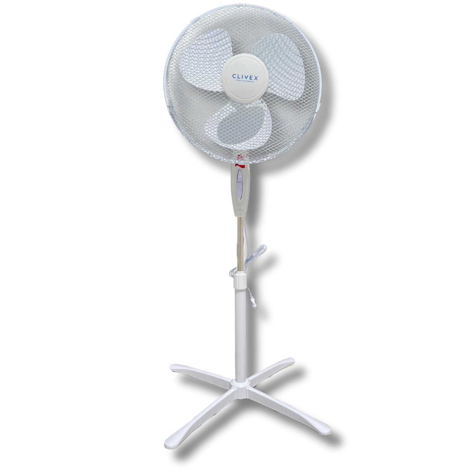 Ventilador Clivex Eco Pie V2 3 Velocidades 40cm (45W) Ventoinha de pé branca com grelha metálica