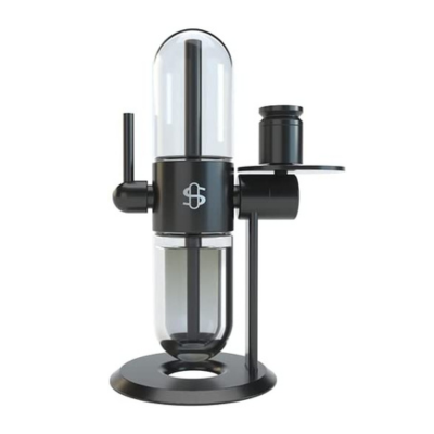 STUNDENGLASS GRAVITY INFUSER HOOKAH Máquina de café preta e vidro com base redonda e cilindros verticais