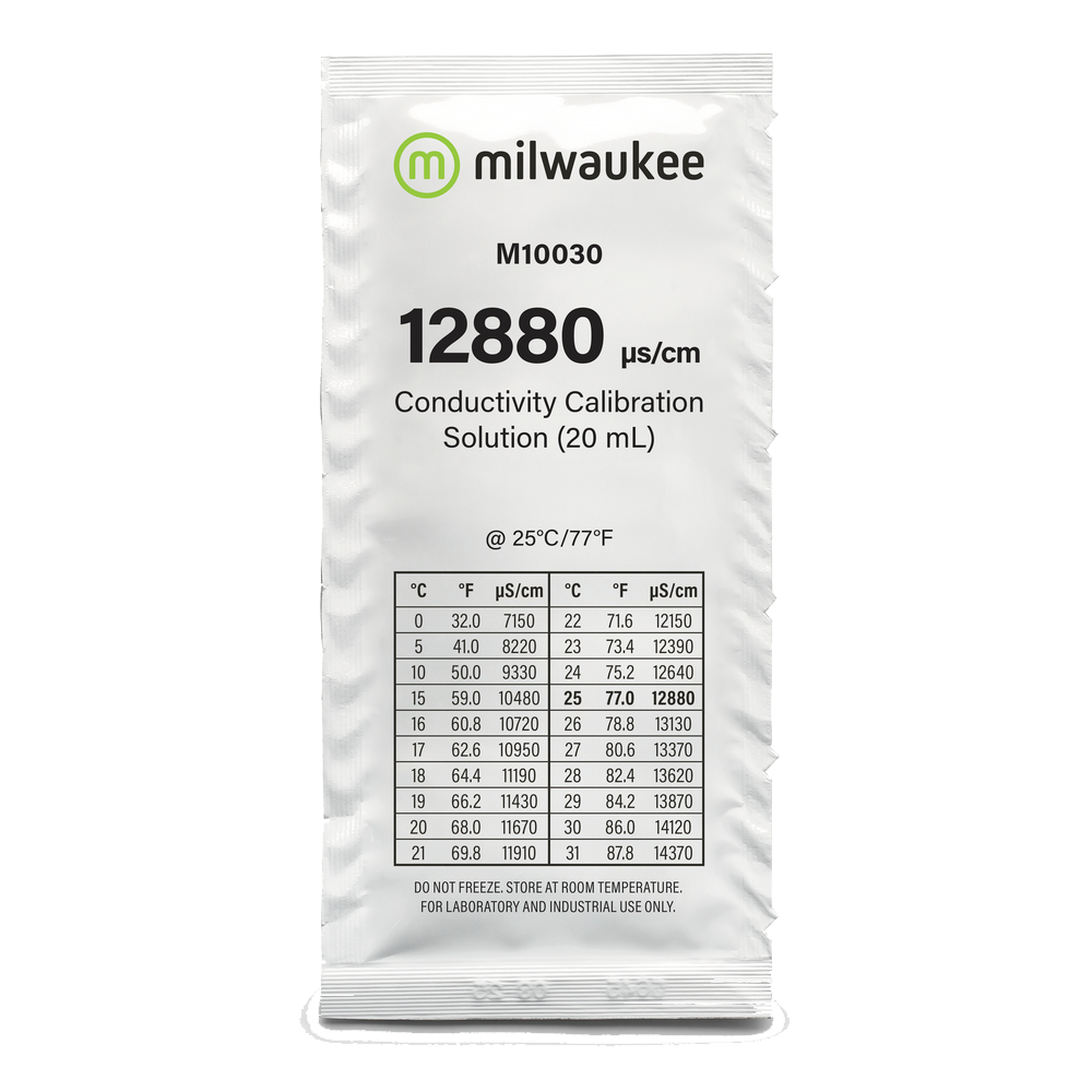 Milwaukee Líquido calibrador EC 12880 Saco branco de solução de calibração de condutividade Milwaukee M10030