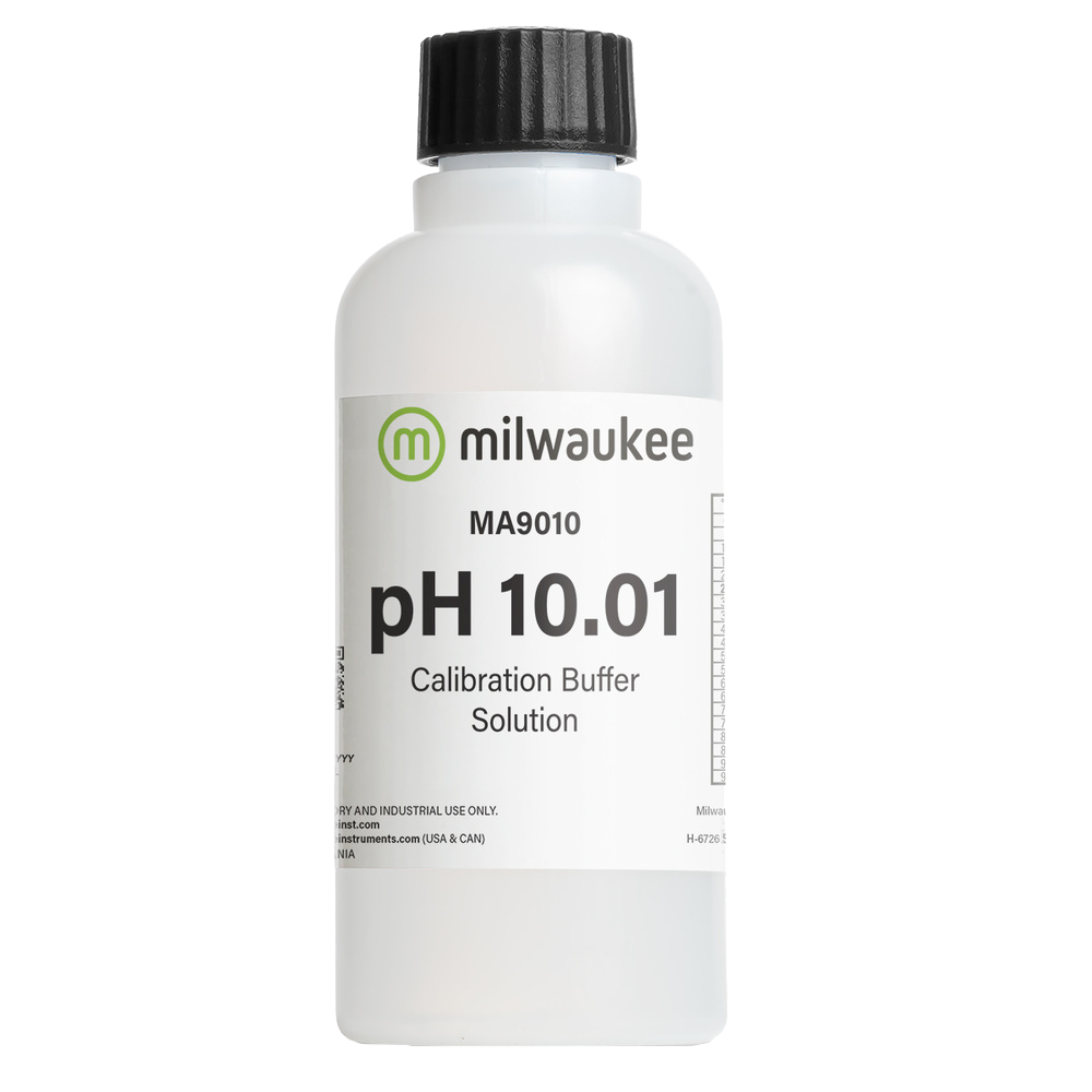 Milwaukee Líquido Calibrador PH 10.01 Frasco 230ml. Frasco branco de solução de calibração de pH 10.01 Milwaukee