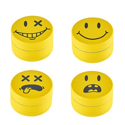 Caixas redondas amarelas com emojis expressivos no topo