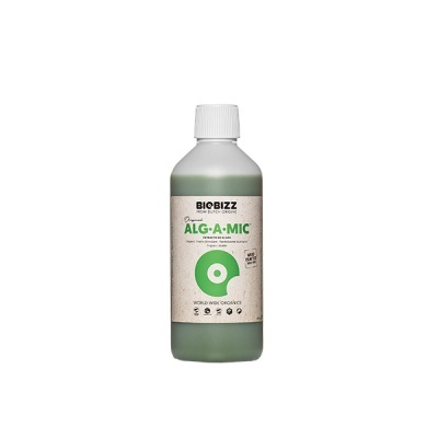 Frasco plástico verde do produto BIOBIZZ ALG-A-MIC com tampa branca