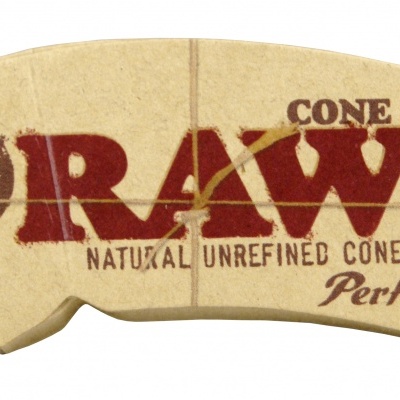 Embalagem de pontas de cones RAW bege com texto vermelho e castanho