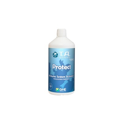 Frasco branco do produto T.A. Protect com rótulo azul