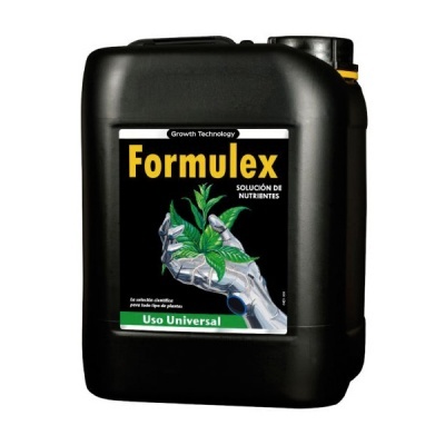 Recipiente preto de nutrientes para plantas rotulado Formulex