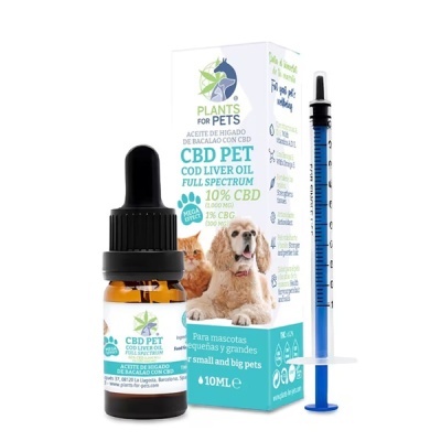 Produto para animais óleo CBD com embalagem e seringa azul