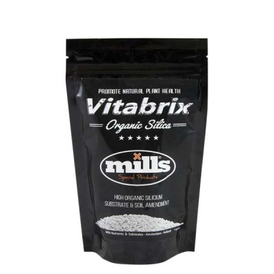 Saco preto do produto Vitabrix Organic Silica da marca mills