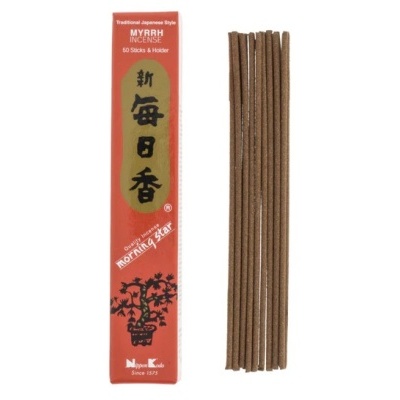 Caixa vermelha de incenso Myrrh com pauzinhos castanhos