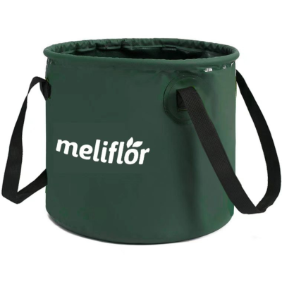 Balibre verde escuro com alças pretas e texto meliflor