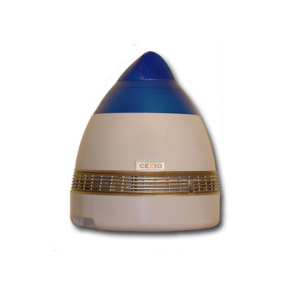 Dispositivo cónico cinzento e azul com marca CEZIO