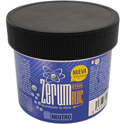 Recipiente azul para neutralizador de odores Zerum Stick Bloc com tampa preta