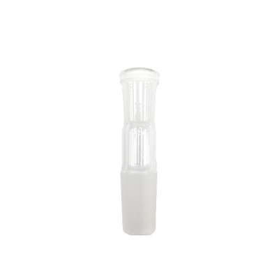 Sugador de vidro transparente cilíndrico com detalhes de relevo