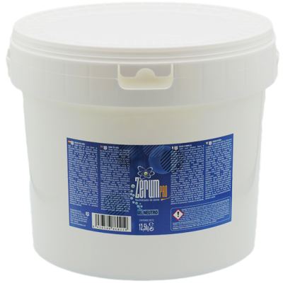 Balde branco de Gel Neutro Zerum Pro com etiqueta azul.