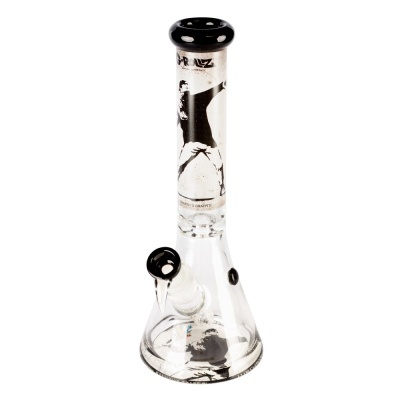 Bong de vidro com decoração de grafite preto e branco