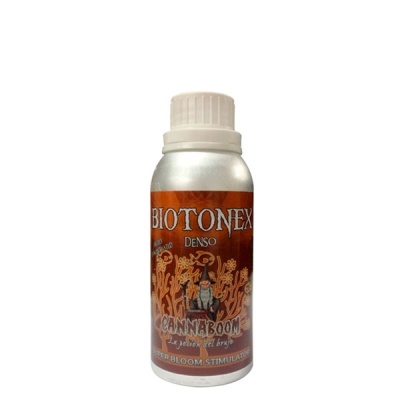 Frasco metálico com etiqueta castanha e texto branco laranja