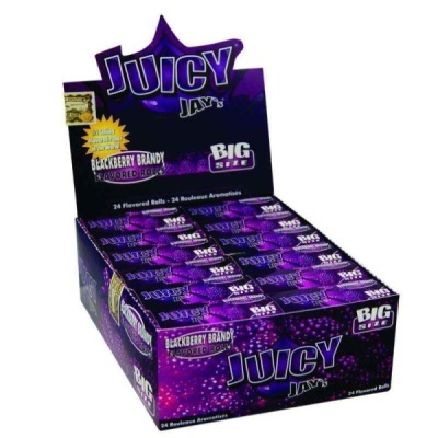 Caixa de papel roxo e preto para 24 rolos JUICY JAYS Blackberry Brandy