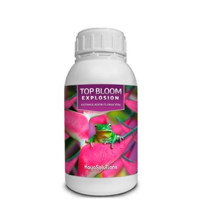 Frasco branco de produto com rótulo colorido e rã verde em folhas cor-de-rosa