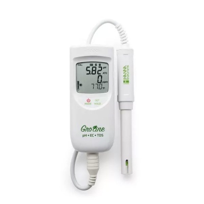 Medidor digital branco de pH, EC e TDS com visor LCD e sonda attached