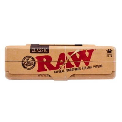 Pack de papel RAW Classic bege com texto RAW em vermelho e preto.