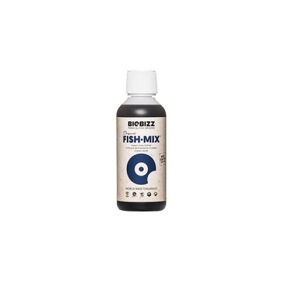 Frasco plástico com rótulo BIOBIZZ Original FISH-MIX e tampa branca
