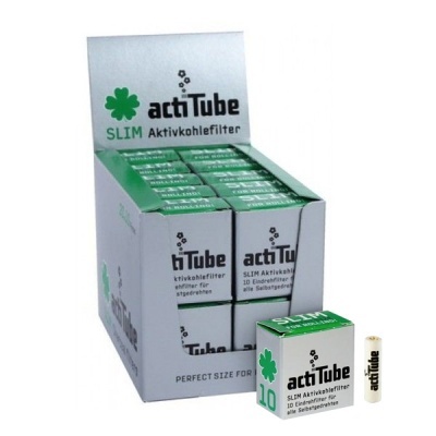 Caixa de filtros de carvão ativado actiTube slim em embalagem branca e verde