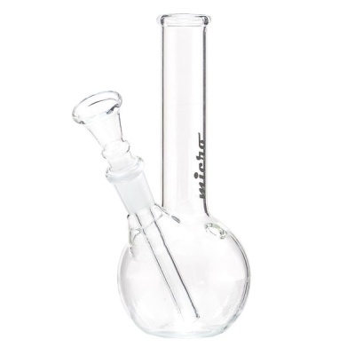 Cachimbo de vidro transparente com texto preto misha