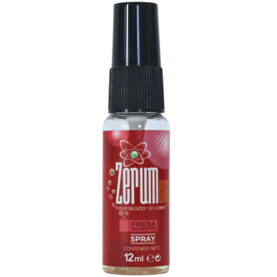 Spray Zerum neutralizador de odores com rótulo vermelho e tampa preta