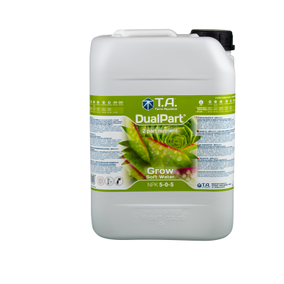 Recipiente plástico branco com fertilizante líquido DualPart Grow NPK 6-5-6