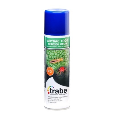 Aerosol trabe ADYBAC 1001 AEROSOL GROW com tampa azul e rótulo verde e branco