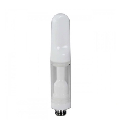 Cartucho transparente para vaporizador com tampa branca e conexão metálica