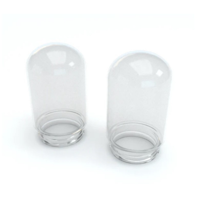 Dois globos de vidro transparentes com base aberta