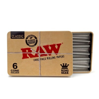 Porta cones RAW Classic em metal cor bege e vermelho com seis espaços para cones