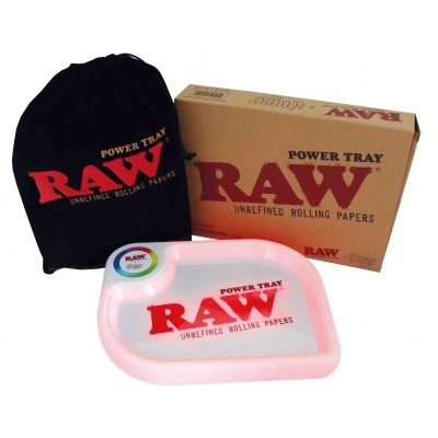 Conjunto RAW Power Tray com bandeja rosa, saco preto e caixa castanha