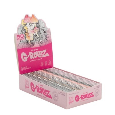 Pacotes de folhas G-ROLLZ rosa em caixa de exibição