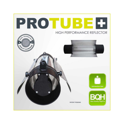 Embalagem de refletor PROTUBE alumínio com texto e ícones