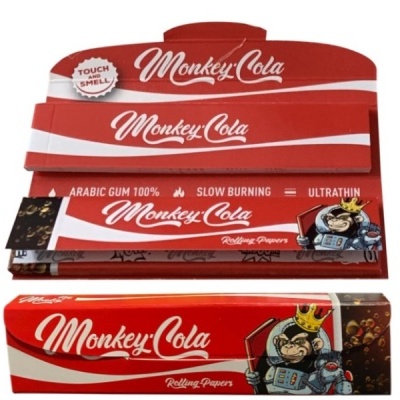 Papel de enrolar Monkey Cola vermelho com imagem de macaco com coroa e roupa robótica