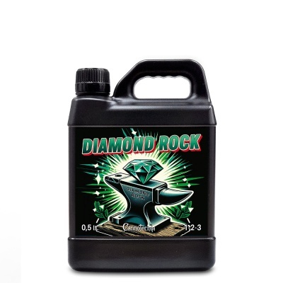 Recipiente preto de 0,5 litros com rótulo colorido Diamond Rock e alça