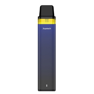 Dispositivo vaporizador Joyetech azul a preto com topo amarelo e bocal preto