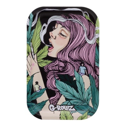 Tabuleiro para enrolar com ilustração de mulher e folhas