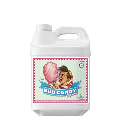 Garrafão branco com rótulo de algodão doce BUD CANDY Organic