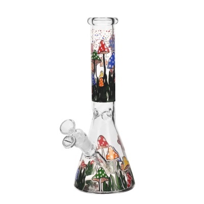 Bong de vidro com design de cogumelos coloridos
