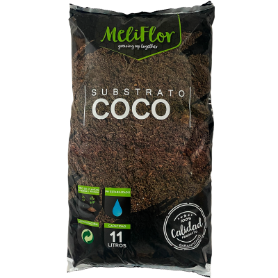 Saco preto de substrato de coco Meliflor de 11 litros