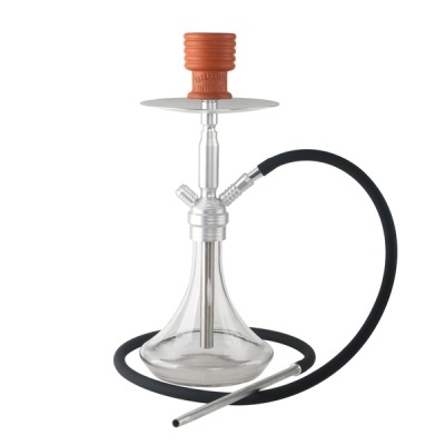 Cachimbo de água com base de vidro transparente e tubo preto
