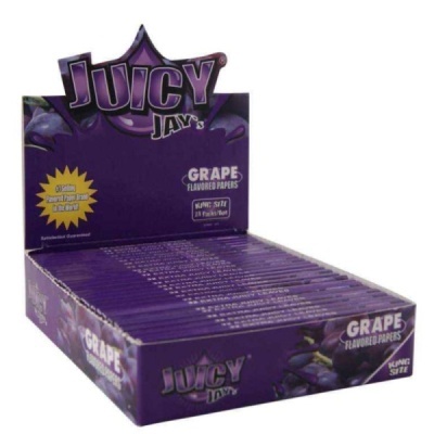 Caixa de papéis para enrolar Juicy Jays sabor uva em tamanho King Size