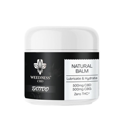 Frasco de bálsamo natural Weedness CBD para tatuagens